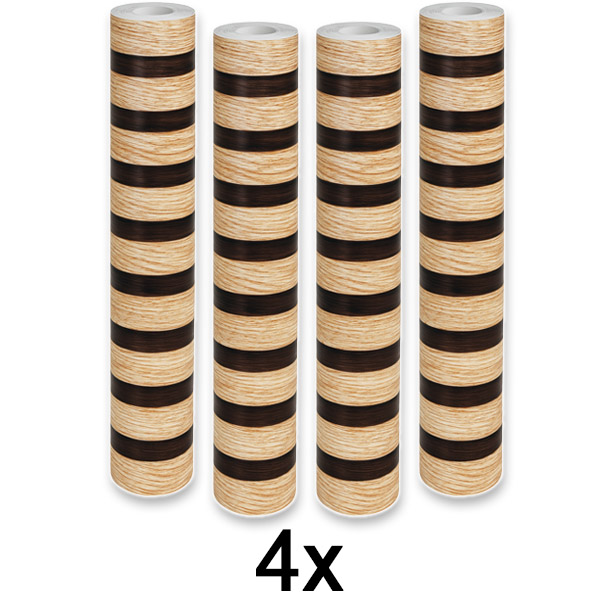 4x Eleganter Wandaufkleber mit Holzeffekt | LINEWALL